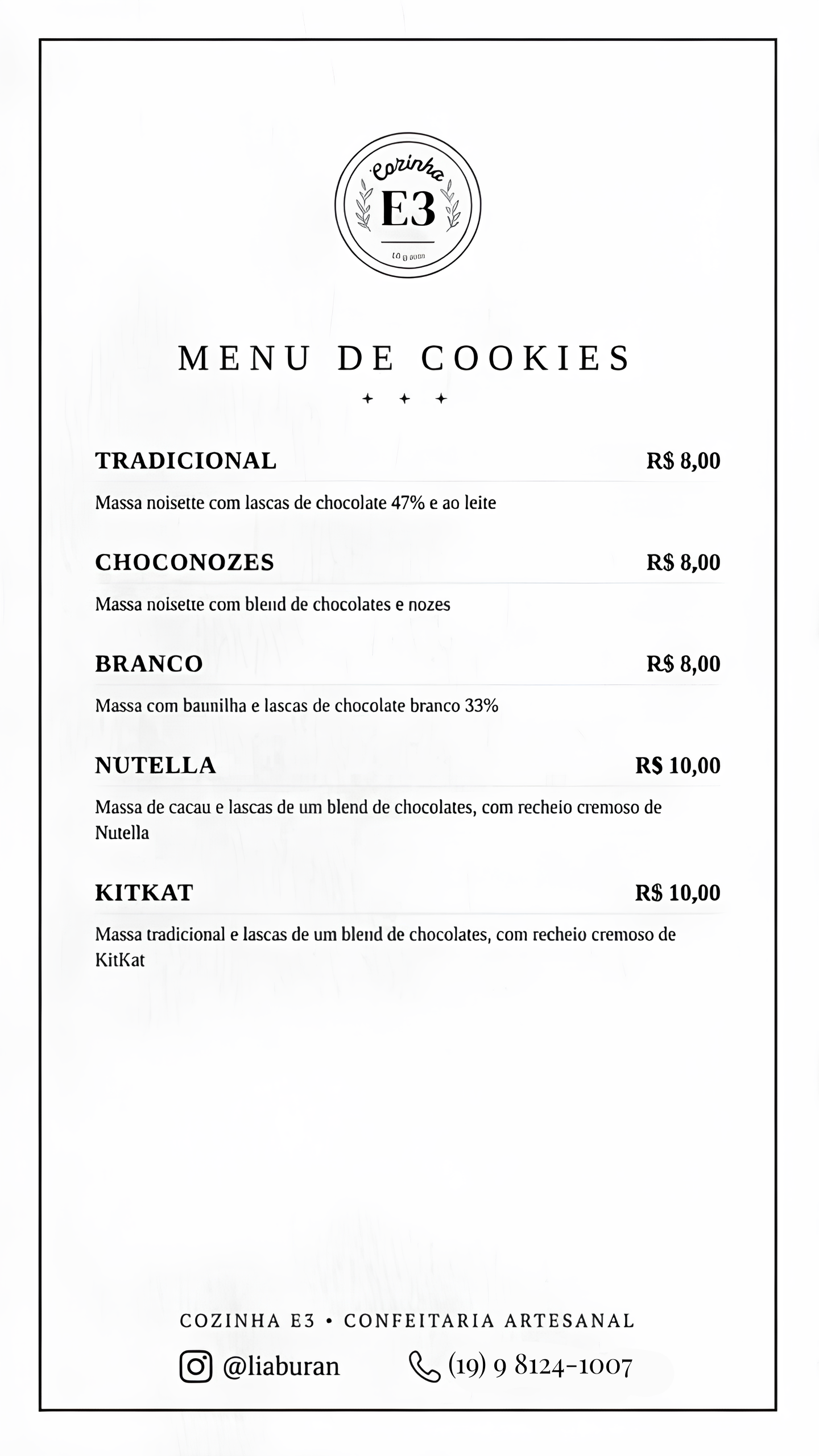 Cardápio de Cookies